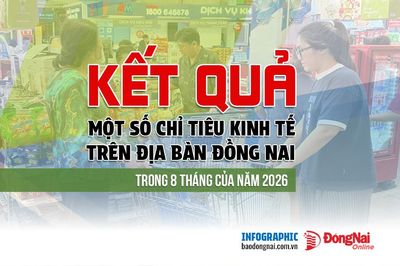 [Infographic] Các chỉ tiêu phát triển kinh tế của Đồng Nai đạt kết quả ra sao trong 8 tháng của năm 2026?
