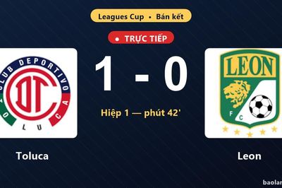 TRỰC TIẾPTrực tiếp Toluca vs Leon: Hết hiệp 1, Toluca dẫn 1-0