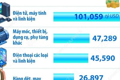 7 mặt hàng có kim ngạch xuất khẩu trị giá trên 10 tỷ USD