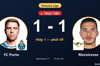 TRỰC TIẾPTrực tiếp FC Porto vs Moreirense: FC Porto gỡ hòa 1-1