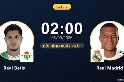 TRỰC TIẾPTrực tiếp Real Betis vs Real Madrid: Đội hình xuất phát