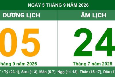 Xem lịch âm dương ngày 05/09/2026: Tra cứu giờ hoàng đạo, tuổi xung khắc và việc nên làm