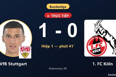 TRỰC TIẾPTrực tiếp VfB Stuttgart vs 1. FC Köln: Hết hiệp 1, VfB Stuttgart dẫn 1-0