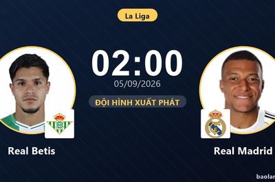 TRỰC TIẾPTrực tiếp Real Betis vs Real Madrid: Đội hình xuất phát
