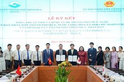 Huế - Shizuoka ký thỏa thuận thiết lập hữu nghị giữa hai địa phương