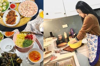 Dịp lễ không check-in sang chảnh, Phương Oanh gây sốt với mâm cơm nhà siêu thanh nhẹ