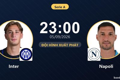 TRỰC TIẾPTrực tiếp Inter vs Napoli: Đội hình xuất phát