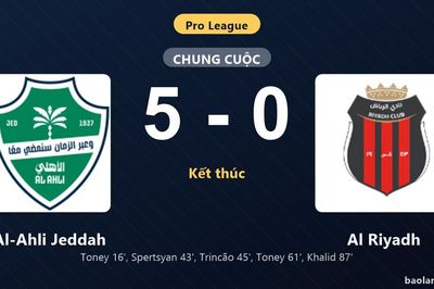 Thống kê trận đấu Al-Ahli Jeddah 5-0 Al Riyadh: Al-Ahli Jeddah thắng đậm thuyết phục