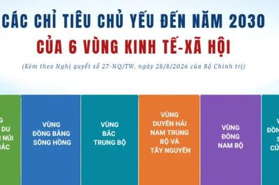 [Infographic] Chỉ tiêu chủ yếu đến năm 2030 của 6 vùng kinh tế-xã hội