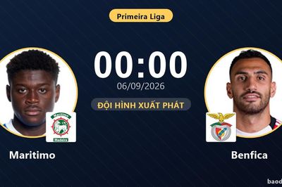 TRỰC TIẾPTrực tiếp Maritimo vs Benfica: Hiệp 2 bắt đầu, Benfica dẫn 1-0