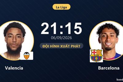 TRỰC TIẾPTrực tiếp Valencia vs Barcelona: Đội hình xuất phát