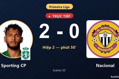 TRỰC TIẾPTrực tiếp Sporting CP vs Nacional: Sporting CP nhân đôi cách biệt