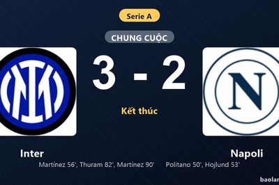Thống kê trận đấu Inter 3-2 Napoli: Inter ngược dòng ngoạn mục