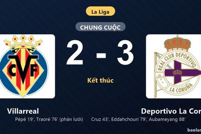Thống kê trận đấu Villarreal 2-3 Deportivo La Coruna: Deportivo La Coruna ngược dòng ngoạn mục