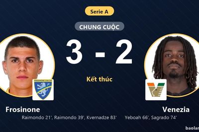 Hạ kịch tính Venezia 3-2, Frosinone vươn lên thứ 9 Serie A