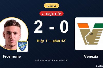 TRỰC TIẾPTrực tiếp Frosinone vs Venezia: Hết hiệp 1, Frosinone dẫn 2-0
