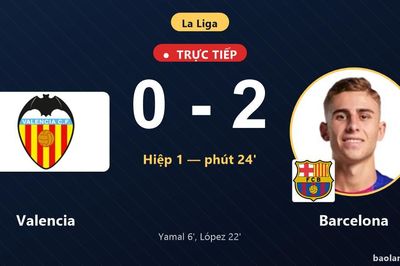 TRỰC TIẾPTrực tiếp Valencia vs Barcelona: Barcelona nhân đôi cách biệt