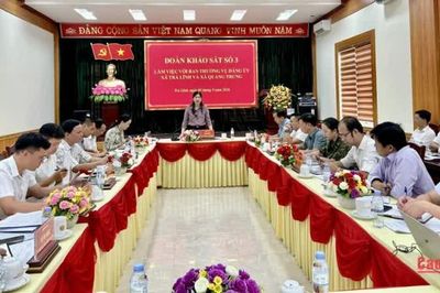 Trưởng Ban Tổ chức Tỉnh ủy Lê Hải Yến làm việc với xã Trà Lĩnh và Quang Trung