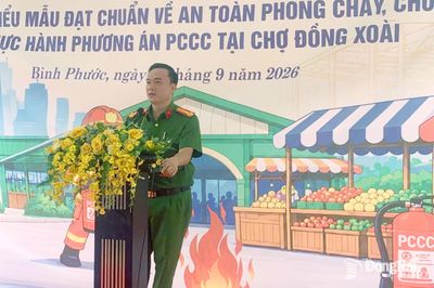 Tổ chức Lễ ra mắt mô hình “Chợ kiểu mẫu đạt chuẩn an toàn phòng cháy, chữa cháy” tại Chợ Đồng Xoài