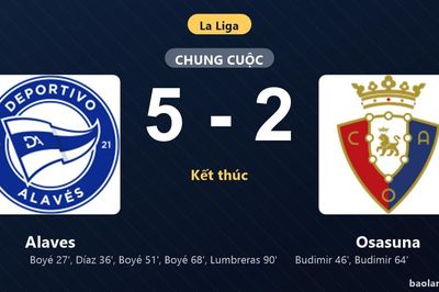 Thống kê trận đấu Alaves 5-2 Osasuna: Alaves thắng đậm thuyết phục