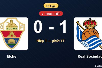 TRỰC TIẾPTrực tiếp Elche vs Real Sociedad: Real Sociedad dẫn 1-0