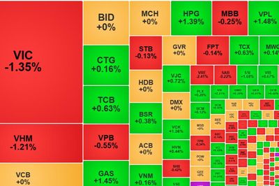 Thanh khoản giảm sốc, cổ phiếu lớn ép VN-Index đỏ
