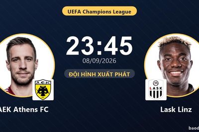 TRỰC TIẾPTrực tiếp AEK Athens FC vs Lask Linz: Đội hình xuất phát