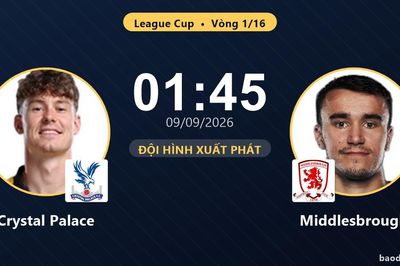 TRỰC TIẾPTrực tiếp Crystal Palace vs Middlesbrough: Đội hình xuất phát