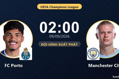 TRỰC TIẾPTrực tiếp FC Porto vs Manchester City: Đội hình xuất phát