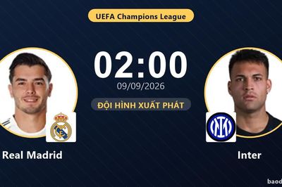 TRỰC TIẾPTrực tiếp Real Madrid vs Inter: Đội hình xuất phát