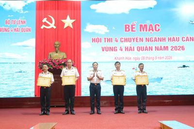 Vùng 4 Hải quân bế mạc Hội thi 4 chuyên ngành hậu cần năm 2026