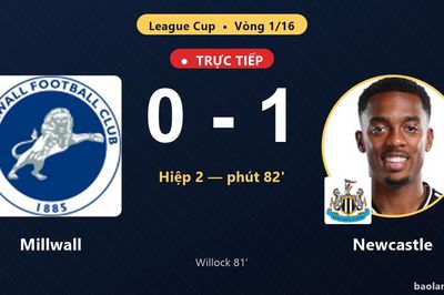TRỰC TIẾPTrực tiếp Millwall vs Newcastle: Newcastle mở tỷ số