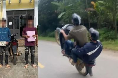 Thiếu niên lớp 9 chở theo bạn 'diễn xiếc' trên đường