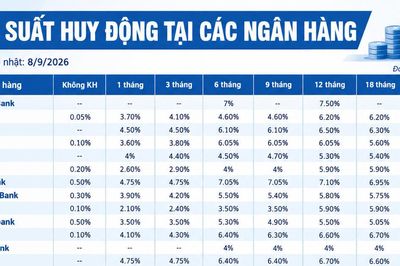 Lãi suất huy động các ngân hàng hôm nay (8/9/2026)