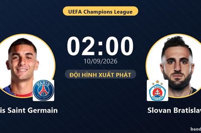 TRỰC TIẾPTrực tiếp Paris Saint Germain vs Slovan Bratislava: Đội hình xuất phát