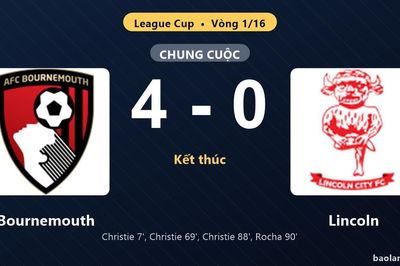 Thống kê trận đấu Bournemouth 4-0 Lincoln: Rayan Vitor Simplício Rocha tỏa sáng, Bournemouth giành vé vào vòng 1/8
