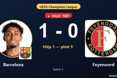 TRỰC TIẾPTrực tiếp Barcelona vs Feyenoord: Barcelona mở tỷ số