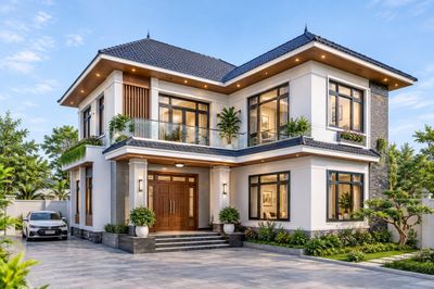 Xây nhà mái Nhật 2 tầng chữ L 90m² bao nhiêu tiền?