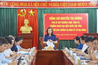 Phó Bí thư Thường trực Tỉnh ủy Nguyễn Thị Hương làm việc với Ban Thường vụ Đảng ủy xã Đại Đồng