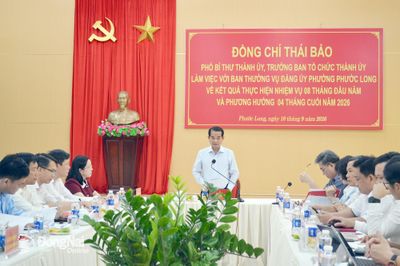 Phó Bí thư Thành ủy Thái Bảo làm việc với Ban Thường vụ Đảng ủy phường Phước Long