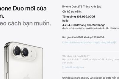 iPhone Duo bản 2 TB có giá gần 104 triệu đồng tại Việt Nam