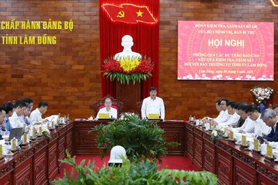 Đoàn Kiểm tra, giám sát số 240 của Bộ Chính trị làm việc với Ban Thường vụ Tỉnh ủy Lâm Đồng