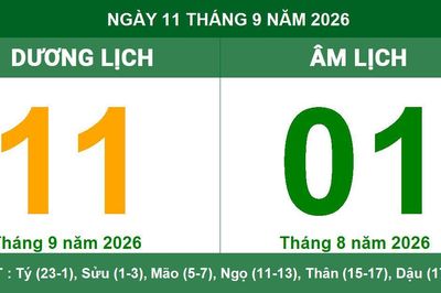 Lịch Âm Dương ngày 11/9/2026: Chi tiết giờ hoàng đạo và việc nên làm ngày 1 tháng 8 Âm lịch