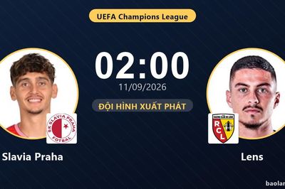 TRỰC TIẾPTrực tiếp Slavia Praha vs Lens: Đội hình xuất phát