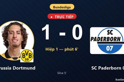 TRỰC TIẾPTrực tiếp Borussia Dortmund vs SC Paderborn 07: Borussia Dortmund mở tỷ số
