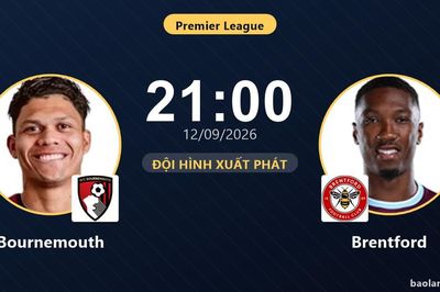 TRỰC TIẾPTrực tiếp Bournemouth vs Brentford: Đội hình xuất phát