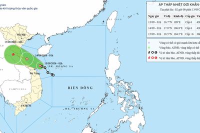 Thời tiết hôm nay (13-9): Áp thấp nhiệt đới cách TP Đà Nẵng khoảng 120km, miền Bắc và miền Trung đón mưa lớn