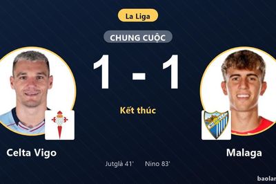Chia điểm sau trận hòa 1-1, Celta Vigo và Malaga cùng giậm chân ở nhóm cuối