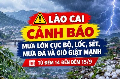 Lào Cai cảnh báo mưa lớn cục bộ, lốc, sét, mưa đá và gió giật mạnh từ đêm 14 đến đêm 15/9