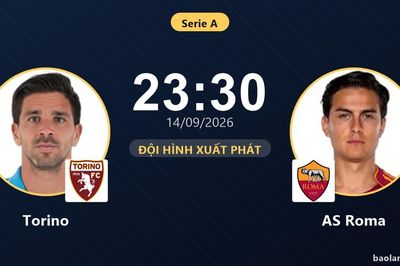 TRỰC TIẾPTrực tiếp Torino vs AS Roma: Đội hình xuất phát